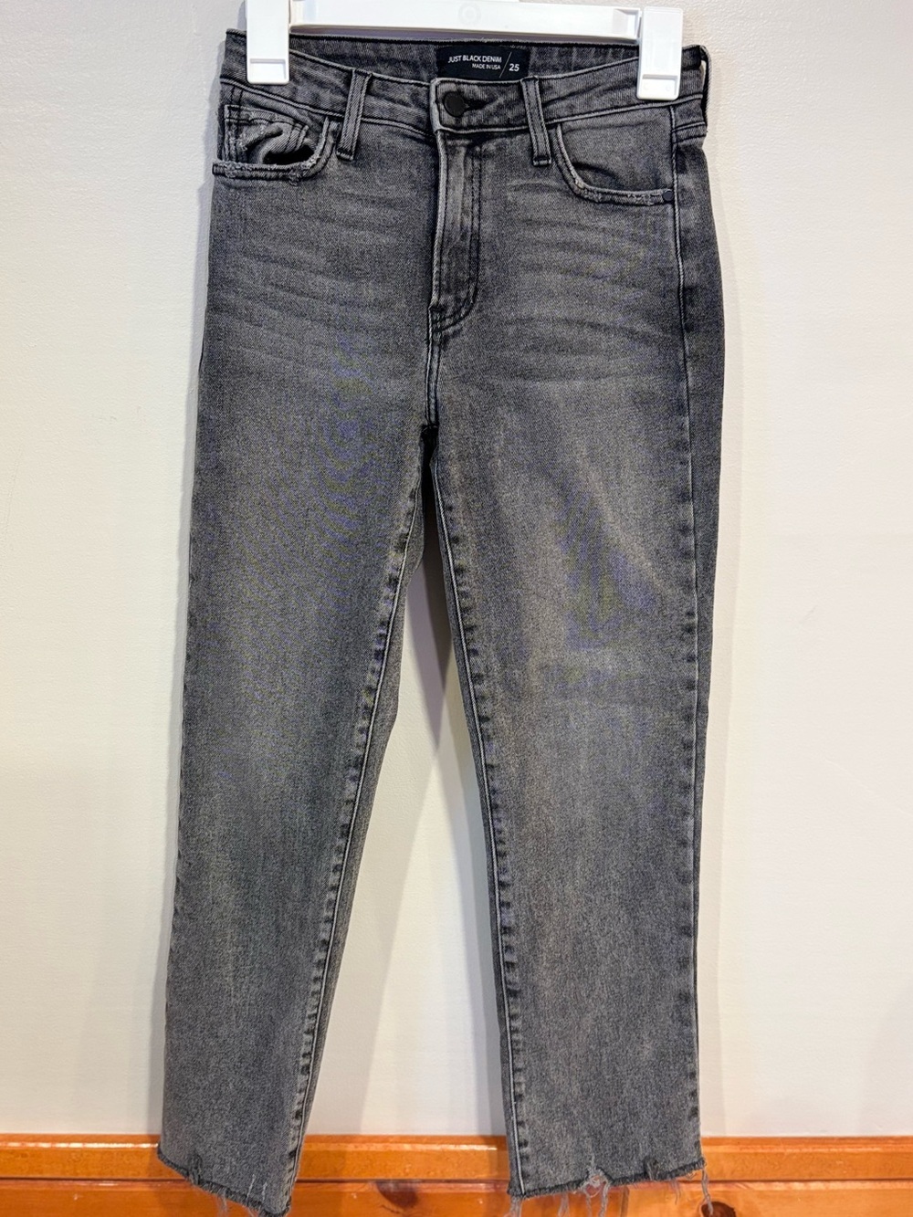 Just Black Denim The Vintage Straight Gray Denim High Waisted Jeans Women's 25